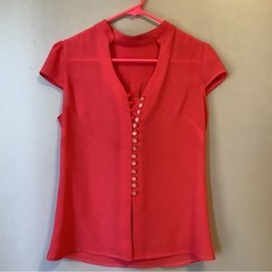Cap Sleeve Blouse with Pearlized Buttons